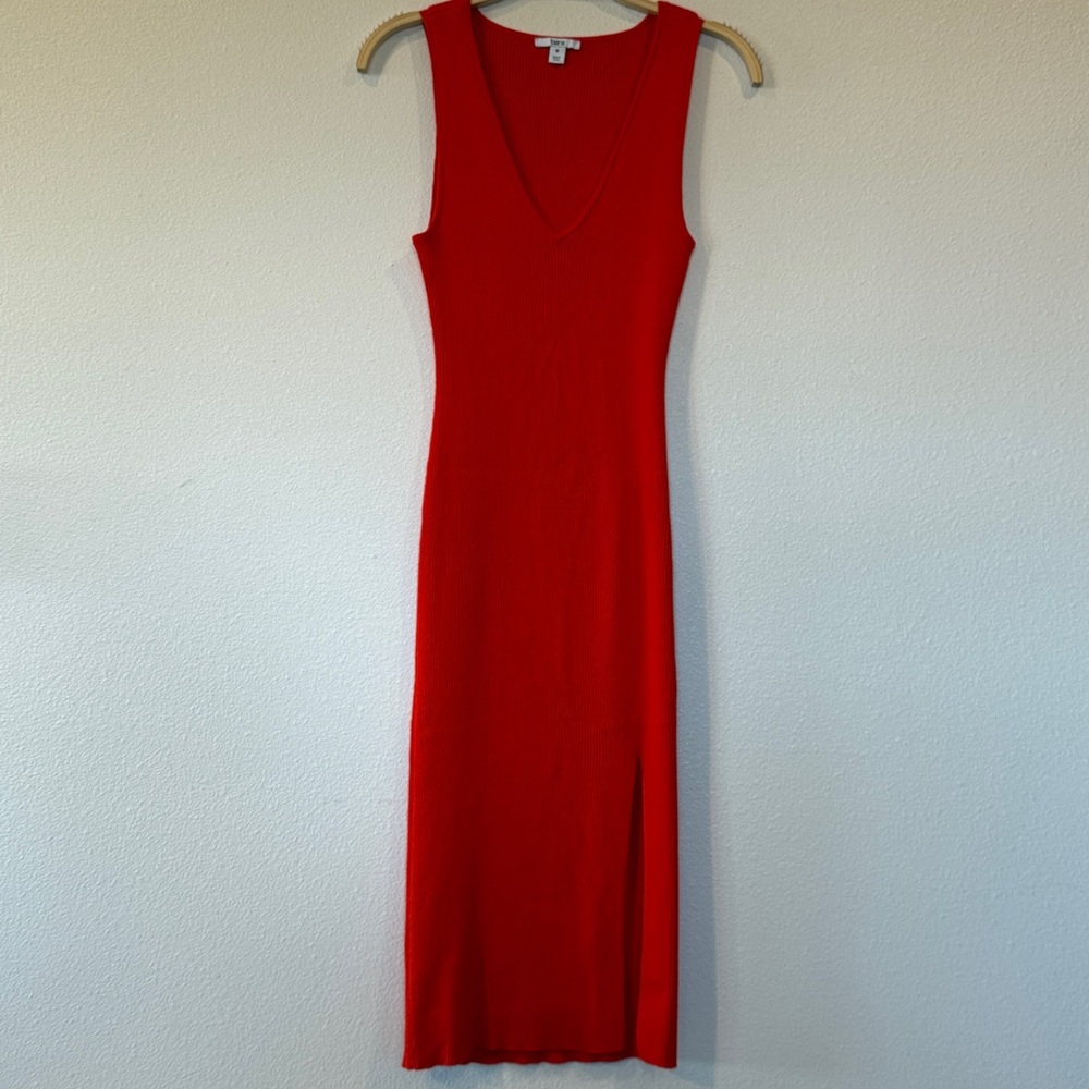 Bar III Sleeveless Red Maxi Dress with V-Neck - Picture 2 of 7
